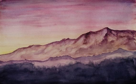 "Рассвет в Приэльбрусье" - тема гор прочно закрепилась в творчестве Елены.